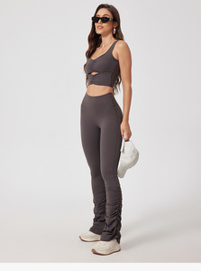 Ensembles de yoga 2 pièces pour femmes nouvelle mode de haute qualité avec design évidé taille haute contrôle du ventre vêtements actifs entraînement - Product Image 3