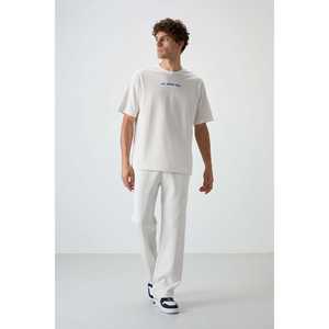 <b>Men's</b> Printed T-<b>Shirt</b>-88364 Oversized Fit Thick Textured Off-<b>White</b> Cotton 100% Jersey Fabric - Product Image 4