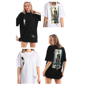 T-shirt imprimé streetwear d'été pour femme avec logo et diamants, en tissu tricoté 100 % coton respirant et épais - Product Image 6