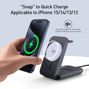 V23 Support Qi2 15W Chargeur magnétique sans fil pliable et rapide Support pour téléphone portable 3 en 1 Support pour chargeur sans fil Qi2 - Product Image 6