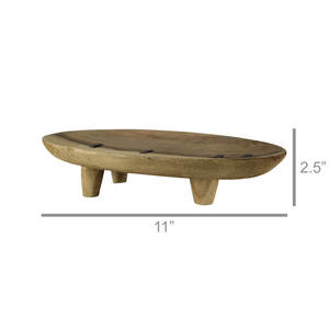Grande table basse ronde intemporelle en marbre travertin pierre naturelle beige avec une base de trépied distinctive pour les espaces de vie haut de gamme - Product Image 2