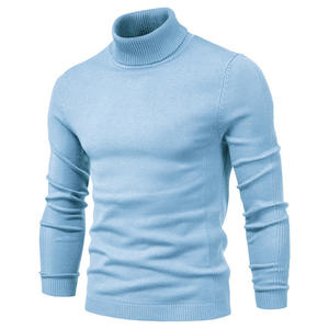 Pull décontracté pour homme, automne et hiver, couleur unie, col roulé, tricot, nouveau style - Product Image 3