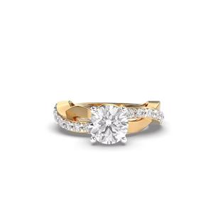 Bague en diamant créée en laboratoire à coupe ronde Bague de mariage en or blanc 14 carats avec réglage à broches Bijoux de fiançailles écologiques - Product Image 1