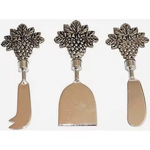 Black Rustic <b>Twisted</b> With Spiral End Handle Stainless Steel Silver Polished Blade Cheese Slicer <b>and</b> Knife Set - Product Image 5