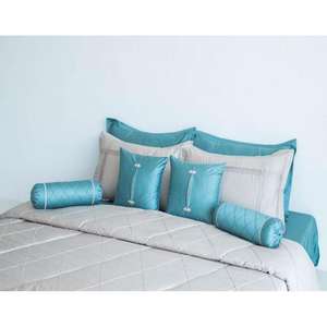 Ensemble de couette Teal Princess King-Size, élégant et luxueux avec des accents bleu sarcelle et dorés - Product Image 1