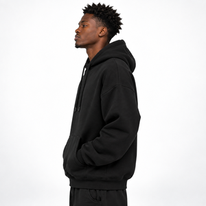 Sweat à capuche oversize en molleton 100 % coton noir de qualité supérieure pour homme, nouveau style 2026, avec logo personnalisé, streetwear d'hiver sur mesure - Product Image 3
