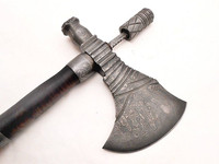 Hache de viking barbu tomahawk, hache de ragnar, hachette de hache en acier Dmascuss outil de Camping en plein air forgé à la main avec couvercle