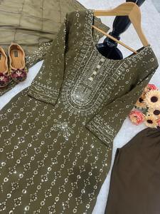 ชุดเดรสอินเดียปักลายสำหรับผู้หญิงและผู้หญิงชุดเดรสสไตล์ปากีสถานและอินเดีย - Product Image 5