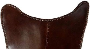 Silla de mariposa de cuero marrón antiguo, silla de ocio plegable hecha a mano, marco de hierro, estilo rústico para el hogar, oficina, sala de estar interior - Product Image 4