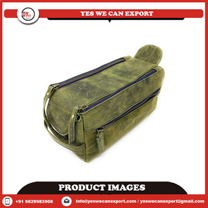Fabricant indien sac à cosmétiques pour hommes en cuir Pu en cuir véritable trousse de toilette de voyage rasage Dopp Kit organisateur pour approvisionnement en vrac - Product Image 4