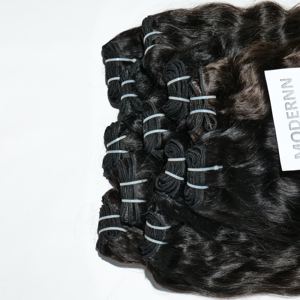 Aucun traitement chimique Cuticule Aligné Naturel Ondulé Pas Cher Vierge faisceaux Indian Temple Extensions de Cheveux Humains - Product Image 4