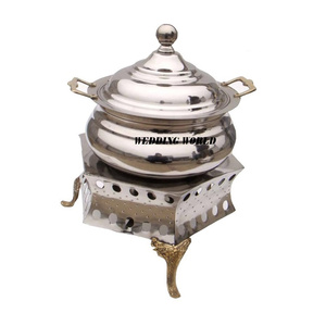 Round Shape Metal Food Warmer Superior Quality Handmade Designer Casserole Classic Stylish New Metal Chafing Dish - Product Image 4