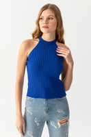 Blusa de punto para mujer Verano sin mangas Transpirable Punto acanalado Camiseta de punto de alta calidad Body Personalizable Servicios OEM