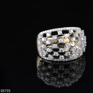 แหวนเพชรดีไซน์เนอร์ทรงกลมสำหรับผู้หญิงทุกเพศ14/18K ทองสำหรับปาร์ตี้2-5g ทันสมัยได้รับการรับรองจากแล็บ - Product Image 1