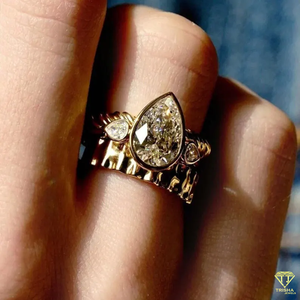 Ensemble de bagues en diamant Moissanite coupe poire bague de fiançailles à 3 pierres avec bande d'accent bijoux de mariée en argent 925 pour femmes - Product Image 3