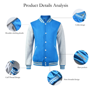 Chaqueta personalizada con letras de béisbol para adultos y jóvenes, chaqueta personalizada de lana Varsity, ropa informal de calle, chaquetas universitarias de invierno - Product Image 5