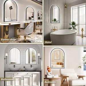 กระจกห้องน้ำ LED ทรงโค้งแบบอัจฉริยะกระจกห้องน้ำติดผนังเรืองแสงพร้อมคุณสมบัติปรับได้สำหรับโรงแรมและร้านเสริมสวย - Product Image 2