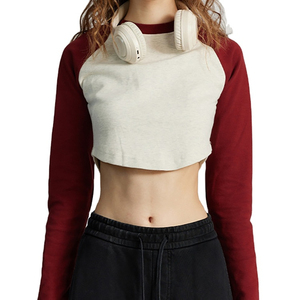 2024 nueva Camiseta de algodón de manga corta americana personalizada para mujer, Top corto informal dulce y picante BM Wind, camiseta de manga larga Rotator - Product Image 1