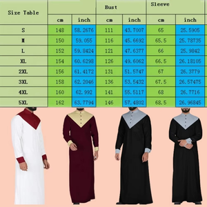 Venta al por mayor islámico Thobe diseño ropa para hombres negro Thobe hombres musulmán personalizado Panel diseño más tamaño transpirable ropa casual - Product Image 6