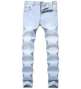 Nieuwe Mode Heren Katoenen Gescheurde Gat Jeans Casual Slanke Skinny Witte Zwarte Jeans Mannen Broek Casual Heren Hiphop Denim Broek