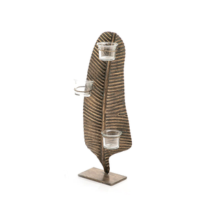 New Leaf Design Metal Candle Holder Luxury Usage for Home Hotel Restaurant Wedding Outdoor Indoor Made in India Handicraft - Product Image 1