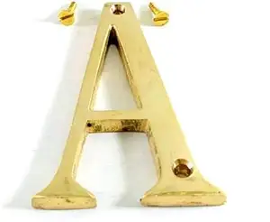 Talep üzerine yüksek alfabe pirinç mektup tasarım kapı ev adresi 2 vida ile 2 inç (A) altın ikincisi mevcut ihracat