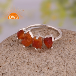 Best Selling Sterling <b>Silver</b> Natural Rough Carnelian Gemstone Stackable <b>Ring</b> Custom Jewelry Manufacturer - Product Image 4