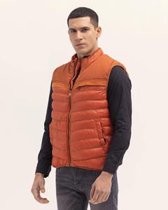Lightweight Orange <b>Padded</b> Hooded Puffer <b>Jacket</b> Men Insulated Sleeveless Zip Front <b>Waterproof</b> Warm Body Warmer Outdoor Casual - Product Image 2