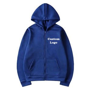 Sudadera con capucha y cremallera con bolsillos laterales y hombros caídos de manga larga y logotipo personalizado para hombre y mujer - Product Image 2