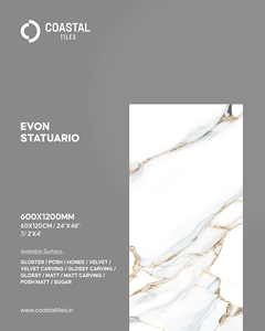 Evon Statuario 600x1200mm Carreaux résistants aux taches Carreaux gris intérieur Collection de carreaux de sol vitrifiés polis porcelaine - Product Image 1