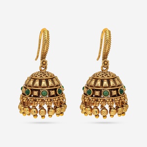 Pendientes colgantes de boda de aleación de zinc con bisel en forma de campana, estilo vintage, color verde y rubí, 183289 - Product Image 4