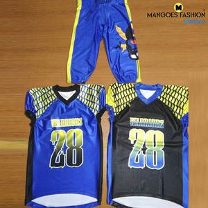 Uniformes de football américain personnalisés OEM avec manches courtes, design imprimé, technologie de sublimation, nom d'équipe personnalisé - Product Image 3