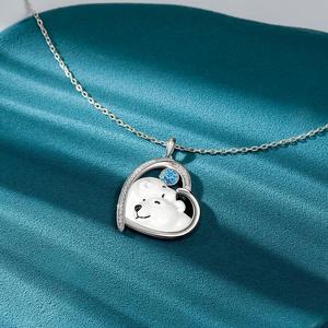 Collier personnalisé Jeulia avec pierre de naissance, motif cœur et ours polaire - Product Image 5