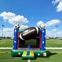 Structure gonflable commerciale sur le thème du sport (football, soccer, baseball) pour la location lors des jours de sport scolaires