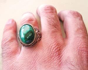 Bague pour homme en gros, nouvelle arrivée, pierre précieuse en malachite naturelle, cadeau d'anniversaire, bague signet pour homme en Turquie, bijoux, bague en argent sterling 925 - Product Image 3