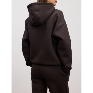 Ensemble pantalon à capuche en coton personnalisable de haute qualité pour femmes Épaule tombante Couleur personnalisée pour femmes - Product Image 2