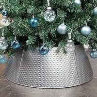 Jupe de sapin de Noël moderne en métal galvanisé, forme ronde, écologique, durable, couleur argent