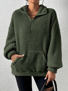 Sweat-shirt à capuche en molleton de couleur unie pour femmes personnalisées, sweat-shirt en polaire épais et chaud pour dames - Product Image 2