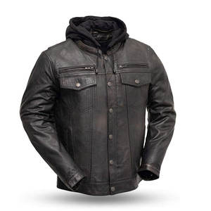Veste en cuir de moto pour hommes, veste en cuir pour hommes pour l'équitation, couleur personnalisée, vestes en cuir en gros - Product Image 6