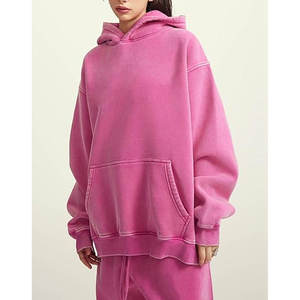 Sweat à capuche femme oversize délavé à l'acide Vintage coupe ample conception épaule tombante Techniques brodées manteau d'hiver de marque privée pour - Product Image 4