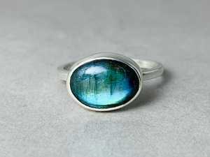 สินค้ามาใหม่เครื่องประดับเงินลาบราดอไรต์สีฟ้าแหวนเงินอัญมณีน่ารักดีไซน์แบบวินเทจแหวน925เงินสเตอร์ลิง - Product Image 2