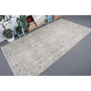 Alfombra Turca Vintage de 4.7x8.6 pies, Alfombra Grande, Alfombra de Lana con Parches Blancos y Marrones - Product Image 4