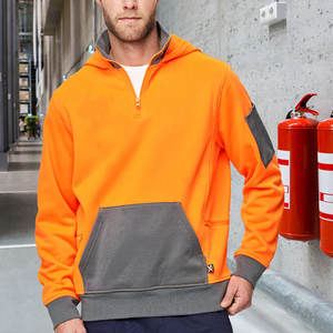 Sudaderas con capucha de lana para hombre que absorbe la humedad y transpirable con cremallera completa térmica Hi Vis Hooded - Product Image 3