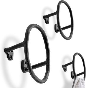 Ganchos para abrigos de estilo ovalado moderno, gancho de acabado negro Vintage para abrigos, sombreros, hierro fundido más resistente, rústico, fácil, versátil y duradero - Product Image 2