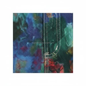 Jean en denim à jambe large avec imprimé graffiti personnalisé, pantalon baggy en coton épais de haute qualité, nouveau denim coloré effet éclaboussures tendance - Product Image 6