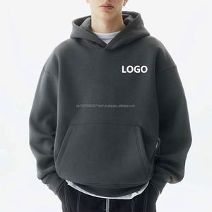เสื้อฮู้ดดี้ผู้ชายลายโลโก้แบบกำหนดเองสำหรับฤดูหนาว ผ้าหนานุ่ม 100% คอตตอน ทรงโอเวอร์ไซส์ ผ้าฟลีซ แห้งเร็ว ระบายอากาศได้ดี ทรงหลวม สไตล์สปอร์ต - Product Image 1