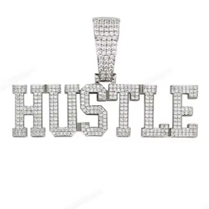 จี้ HUSTLE แบบกำหนดเอง ประดับเพชร VVS Moissanite ชุบทอง สไตล์ฮิปฮอป สร้อยคอสำหรับทุกเพศ เหมาะสำหรับงานปาร์ตี้ ของขวัญสำหรับผู้ชาย - Product Image 1