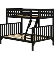 Traditionelles Massivholz-Etagenbett Einzelbett über Doppelbett mit Leiter und Sicherheitsgeländer für Kinder und Erwachsene