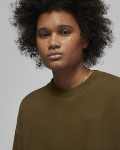 Sweat-shirt ras du cou avec logo personnalisé pour femmes, ourlet élastique gaufré léger grande taille, crop top de gymnastique pour adultes, technique lavée - Product Image 3