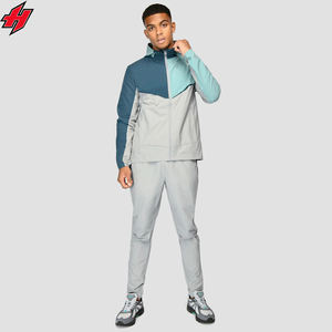 Chándales cortavientos para hombre, chaqueta, pantalones, conjunto de cremallera completa para adultos, Color de contraste, poliéster, nailon, 2 uds., conjuntos de ropa deportiva, chándales - Product Image 6